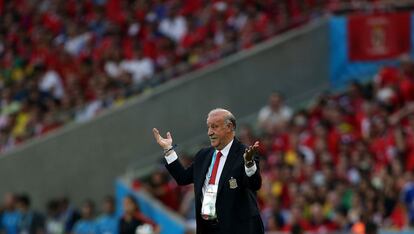 Del Bosque durante el partido