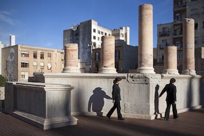 Teatro romano de Cartagena, restaurado por el arquitecto Rafael Moneo en Murcia.