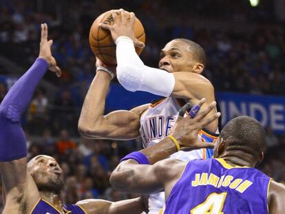 Russell Westbrook durante el encuentro.