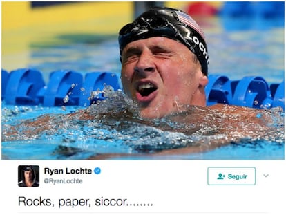 Si algo nos dejaron claro los Juegos Olímpicos de Río, es que Lochte (32 años, Nueva York), fuera de la piscina, no es precisamente un dechado de virtudes. Pero la cantidad de jocosas respuestas que provocó un tuit del nadador en el que en vez de escribir “scissors” (tijeras, en inglés, refiriéndose al conocido juego de Piedra, papel o tijera), puso “siccor” era excesiva. Que tire la primera piedra al que no le haya traicionado el autocorrector alguna vez en su vida. Gracias a eso, están todos los correos electrónicos llenos de “salidos” en vez de “saludos”.