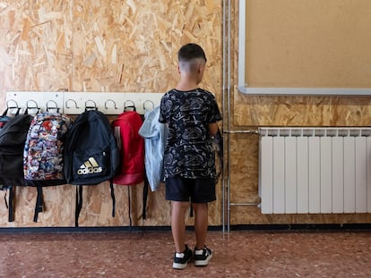 Alumno en una escuela instituto de Barcelona.