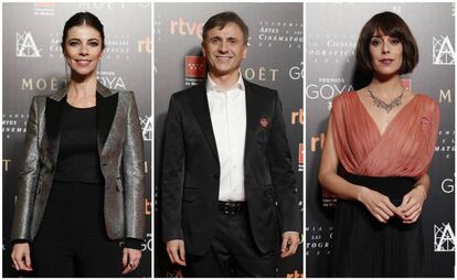 De izquierda a derecha: los actores Maribel Verdú, José Mota y Belén Cuesta en el almuerzo de los nominados a los Goya el pasado 15 de enero.
