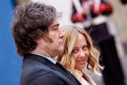 Javier Milei y Giorgia Meloni, este viernes en Roma.