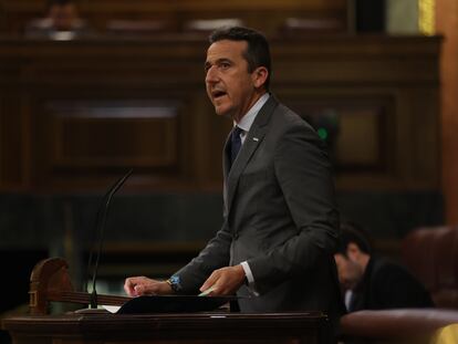 El diputado del PP Víctor Valentín Píriz, este lunes en el pleno del Congreso.