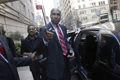 Derek Fisher (Lakers), el presidente del sindicato de los jugadores, a la conclusión de la inútil reunión de ayer en Nueva York.