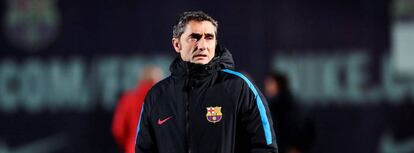 Valverde, durante un entrenamiento del Barcelona en Sant Joan Desp&iacute;.