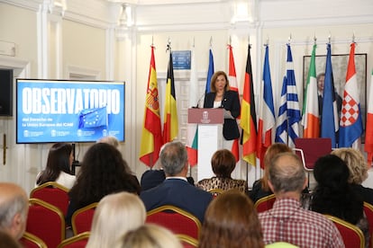 Teresa Mínguez Díaz, diputada responsable del área internacional del ICAM, interviene en la presentación del Observatorio del Derecho de la UE