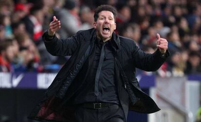 Simeone, durante el Atlético-Real Sociedad