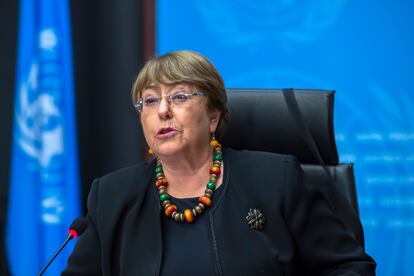 La Alta Comisionada de las Naciones Unidas para los Derechos Humanos, Michelle Bachelet, durante un acto en Ginebra, la semana pasada.