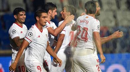 Los jugadores del Sevilla.