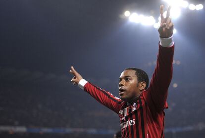 Robinho celebra su gol al Arsenal