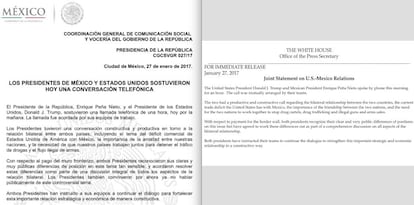 Diferencia clave en el tercer párrafo de los comunicados de México y EE UU