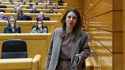 La ministra de Igualdad, Irene Montero, durante una sesión plenaria de la Cámara alta, este miércoles.