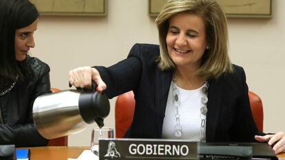 Fatima B&aacute;&ntilde;ez, durante la comisi&oacute;n del Pacto de Toledo en el Congreso. 