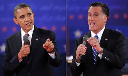 Fotos de archivo de Obama y Romney. 