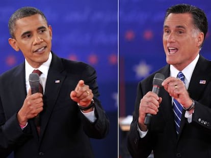 Fotos de archivo de Obama y Romney. 