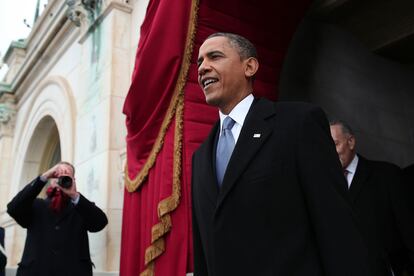 El hombre de día, Barack Obama, a punto de jurar su cargo otros cuatro años.
