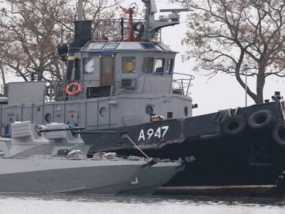Uno de los barcos ucranios apresados por los guardacostas rusos el pasado noviembre en una imagen de archivo.