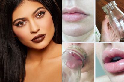 4.#KylieJennerChallenge. Succionar los labios con un vaso de chupito o similares para lograr el volumen de los de Kylie Jenner es, sin lugar a dudas, la tendencia más absurda del año. Además de los peligrosos efectos que esta peregrina técnica puede tener para la piel, el efecto es pasajero. Un sinsentido que esperamos no volver a vivir en 2016.