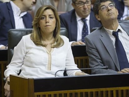 Susana D&iacute;az y Diego Valderas, este mi&eacute;rcoles en el Parlamento.
