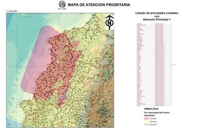 Mapa de atención prioritaria en Ecuador.