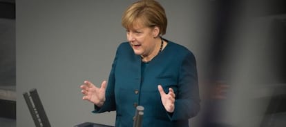 Angela Merkel, hoy en el Parlamento.