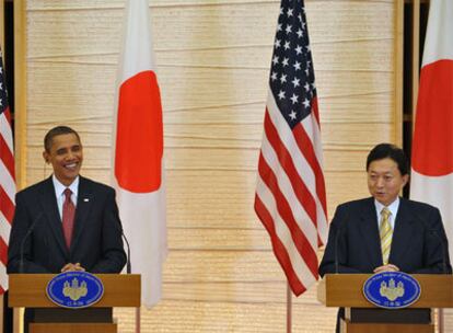 Barack Obama y el primer ministro japons, Yukio Hatoyama, ayer en Tokio.