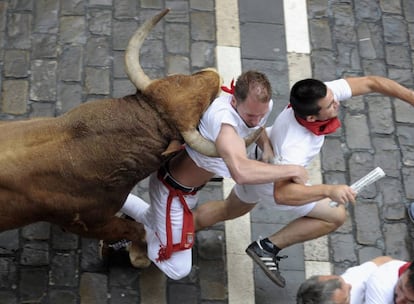 Bulls from the Núñez del Cuvillo stockbreeder during Day 7 of Sanfermines 2016.