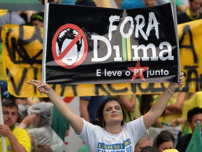 Manifestantes contrários ao Governo Dilma protestam em São Paulo.