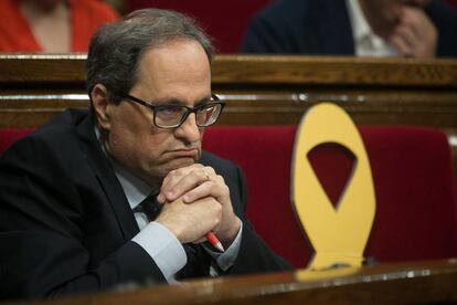 Primera vuelta del pleno de investidura con el diputado Quim Torra como candidato a la presidencia. Parlament de Catalunya. Barcelona.