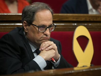 Primera vuelta del pleno de investidura con el diputado Quim Torra como candidato a la presidencia. Parlament de Catalunya. Barcelona.