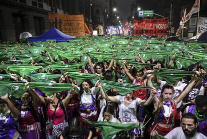 Pañuelazo en Buenos Aires a favor del aborto legal, el pasado abril.