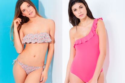 Etam apuesta por el bikini con volante y Women’secret lo versiona en bañador.