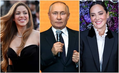 De izquierda a derecha, Shakira, Vladímir Putin y Tamara Falcó.