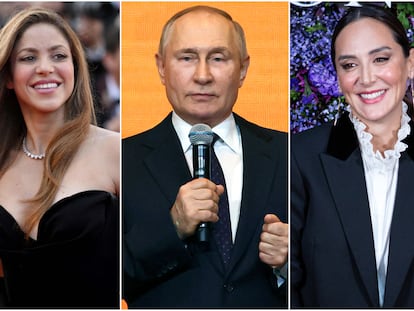 De izquierda a derecha, Shakira, Vladímir Putin y Tamara Falcó.