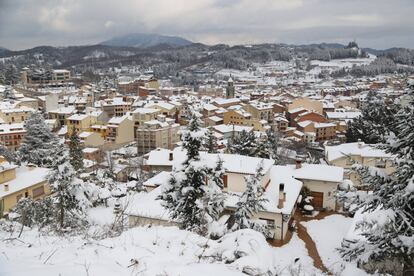 Vista general del municipio gerundense de Sant Hilari Sacalm, el 27 de febrero.