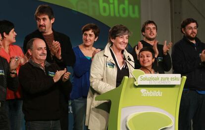 La candidata de EH Bildu a 'lehendakari, Laura Mintegi, ha elegido San Sebastián para cerrar la campaña.