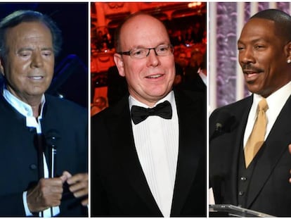 Julio Iglesias, Alberto de Mónaco y Eddie Murphy.