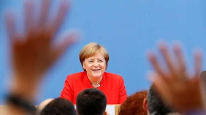 A chanceler alemã, Angela Merkel, nesta sexta-feira em Berlim.