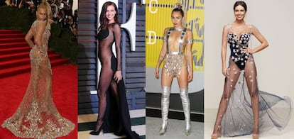 De izquierda a derecha: Beyonc&eacute;, Irina Shayk, Miley Cyrus y Cristina Pedroche.