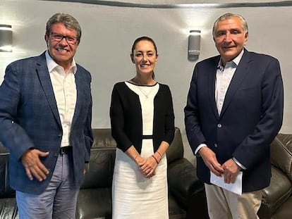Claudia Sheinbaum junto a Ricardo Monreal y Adán Augusto, el 12 de septiembre.