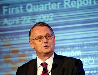 El director general de la compañía, Kurt Hellstroem, durante la rueda de prensa en Estocolmo.