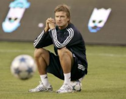 David Beckham en un entrenamiento con Los angeles Galaxy