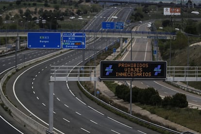 The A-1 highway in Madrid region during the coronavirus lockdown.