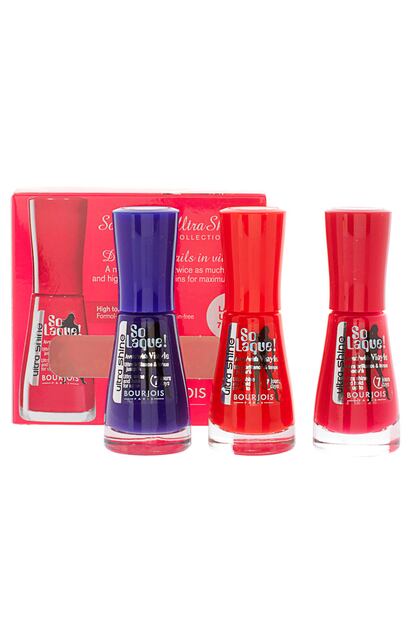 Juego de tres esmaltes de uñas ultrabrillantes de Bourjois. Precio: 12, 11 euros.