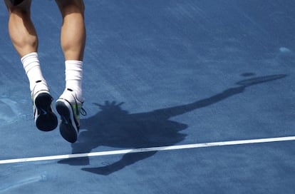 El checo Tomas Berdych durante su partido contra Juan Martin del Potro.