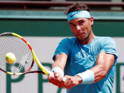 Nadal, durante el partido ante Marterer en París.