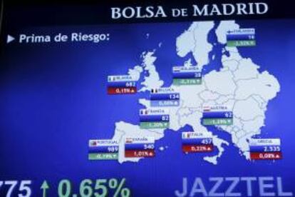Panel indicativo de la prima de riesgo en Europa. EFE/Archivo