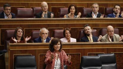 Carmen Calvo, en el Congreso de los Diputados esta semana.