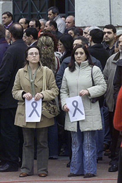 Concentración de trabajadores en otro punto de Bilbao.